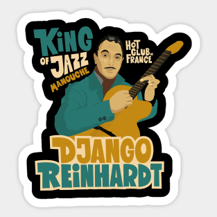 Django Reinhardt: A Jazz Guitar Legend Brought to Life with this Captivating Illustration. Sticker